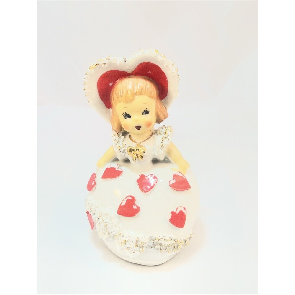 Geo Z Lefton Valentine's Day Girl Bell Heart Spaghetti Trim Vintage